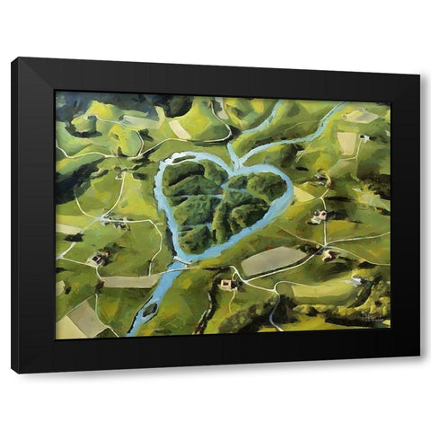 Heart of River Black Modern Wood Framed Art Print by Medeiros, Celito