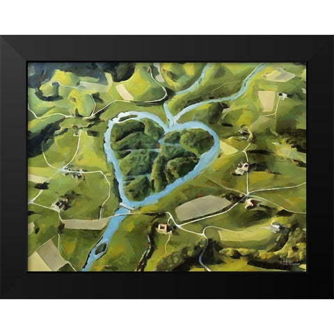 Heart of River Black Modern Wood Framed Art Print by Medeiros, Celito