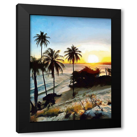 Sunset in Paradise I Black Modern Wood Framed Art Print by Medeiros, Celito