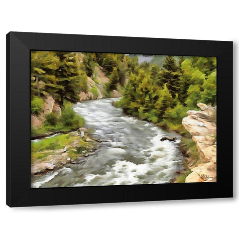 River in Forest IV Black Modern Wood Framed Art Print by Medeiros, Celito