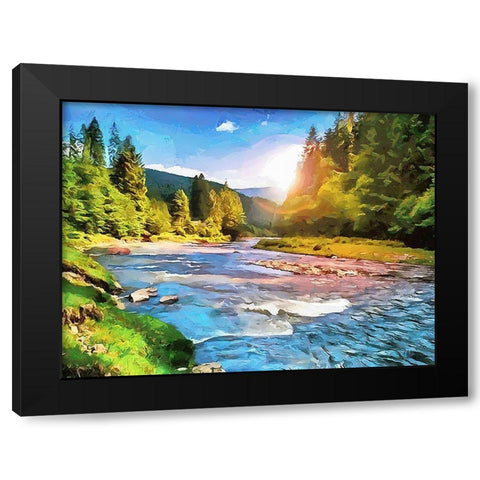 River in Forest VI Black Modern Wood Framed Art Print by Medeiros, Celito