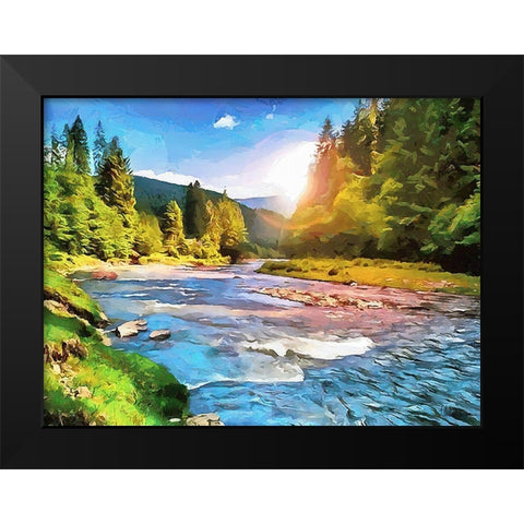 River in Forest VI Black Modern Wood Framed Art Print by Medeiros, Celito