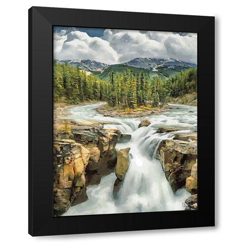 Sunwapta Falls Black Modern Wood Framed Art Print by Medeiros, Celito