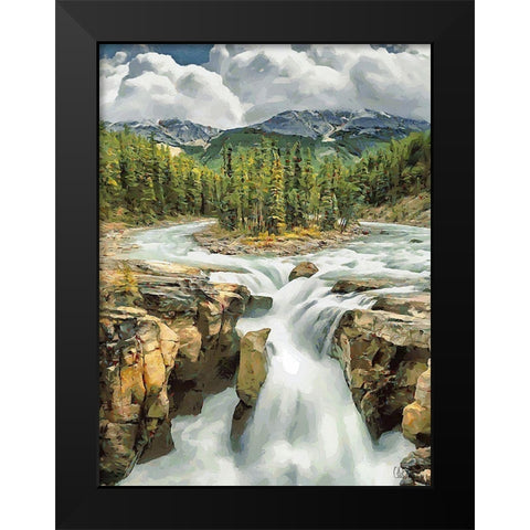 Sunwapta Falls Black Modern Wood Framed Art Print by Medeiros, Celito