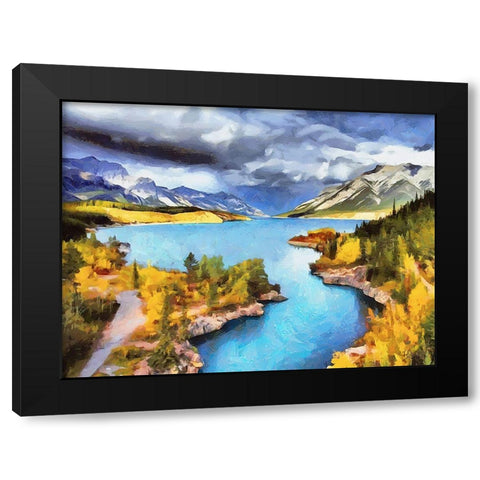Lake in Canadian Rockies Black Modern Wood Framed Art Print by Medeiros, Celito