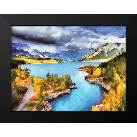Lake in Canadian Rockies Black Modern Wood Framed Art Print by Medeiros, Celito