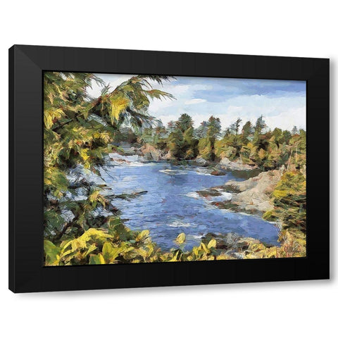 Windy River Black Modern Wood Framed Art Print by Medeiros, Celito