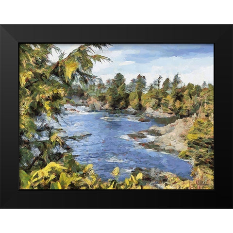 Windy River Black Modern Wood Framed Art Print by Medeiros, Celito