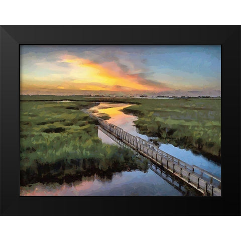 Romantic Sunset Black Modern Wood Framed Art Print by Medeiros, Celito