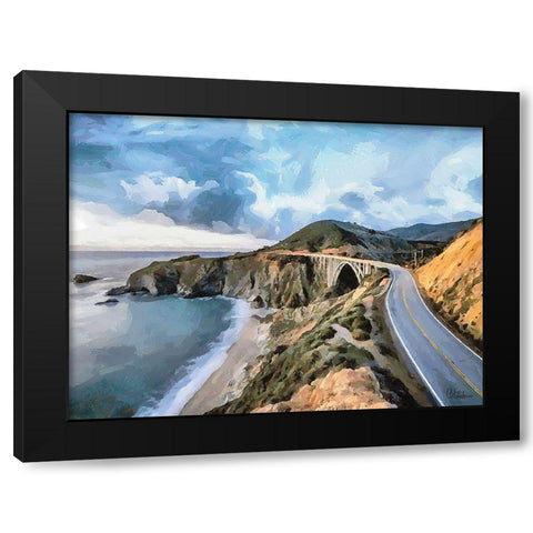 Bridge near Sea Black Modern Wood Framed Art Print by Medeiros, Celito