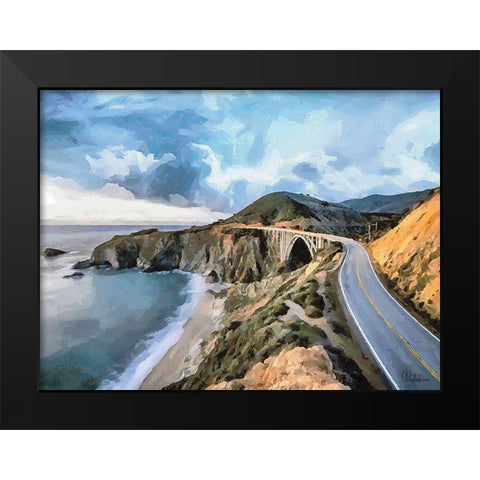 Bridge near Sea Black Modern Wood Framed Art Print by Medeiros, Celito