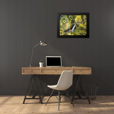 Rainbow over Watterfall Black Modern Wood Framed Art Print by Medeiros, Celito