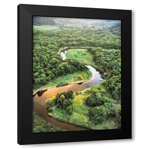 Slowly River Black Modern Wood Framed Art Print by Medeiros, Celito