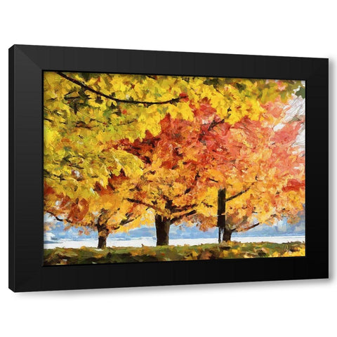 Autumn Trees in the City I Black Modern Wood Framed Art Print by Medeiros, Celito