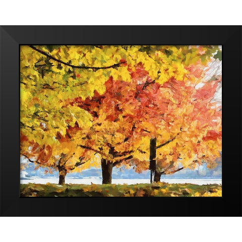 Autumn Trees in the City I Black Modern Wood Framed Art Print by Medeiros, Celito