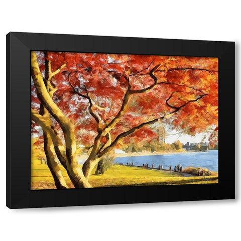 Autumn Trees in the City II Black Modern Wood Framed Art Print with Double Matting by Medeiros, Celito