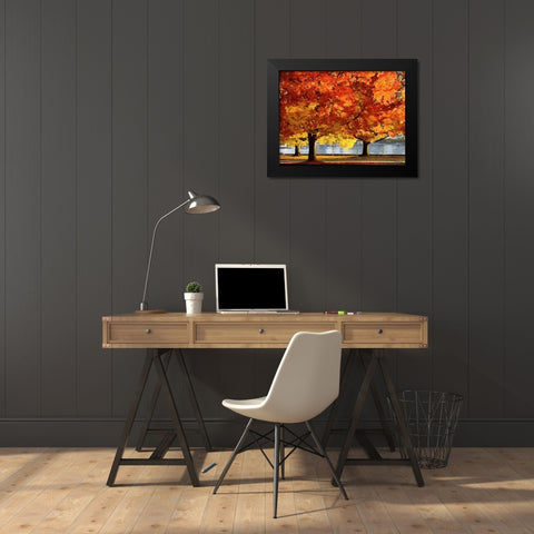 Autumn Trees in the City III Black Modern Wood Framed Art Print by Medeiros, Celito