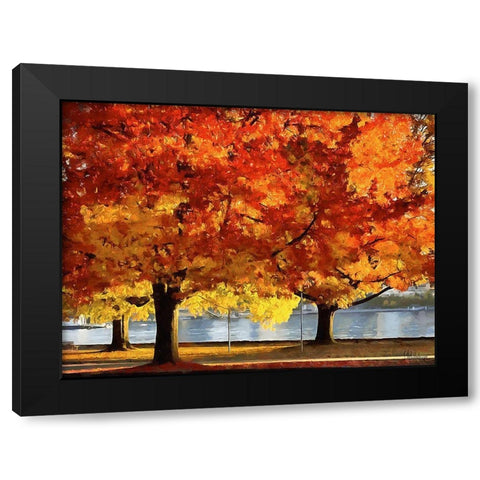 Autumn Trees in the City III Black Modern Wood Framed Art Print by Medeiros, Celito