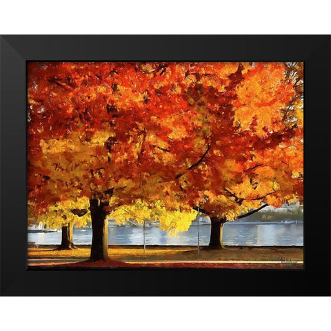 Autumn Trees in the City III Black Modern Wood Framed Art Print by Medeiros, Celito