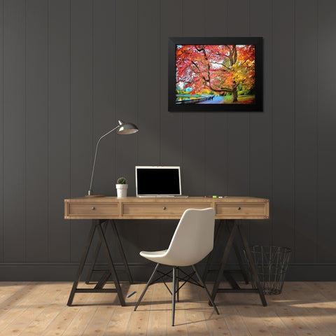 Autumn Trees in the City IV Black Modern Wood Framed Art Print by Medeiros, Celito