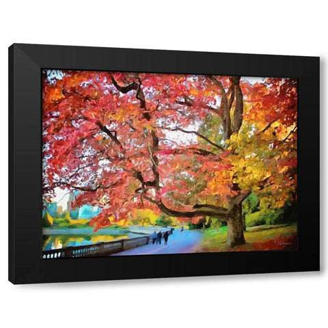 Autumn Trees in the City IV Black Modern Wood Framed Art Print by Medeiros, Celito