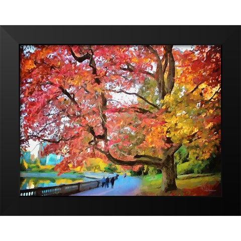 Autumn Trees in the City IV Black Modern Wood Framed Art Print by Medeiros, Celito