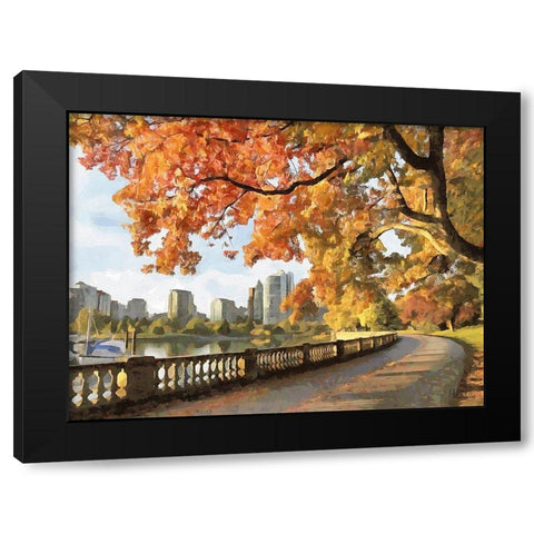 Autumn Trees in the City V Black Modern Wood Framed Art Print with Double Matting by Medeiros, Celito