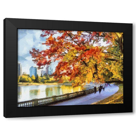 Autumn Trees in the City VI Black Modern Wood Framed Art Print with Double Matting by Medeiros, Celito