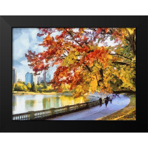 Autumn Trees in the City VI Black Modern Wood Framed Art Print by Medeiros, Celito