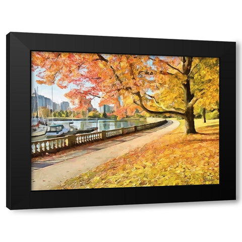Autumn Trees in the City VIII Black Modern Wood Framed Art Print with Double Matting by Medeiros, Celito