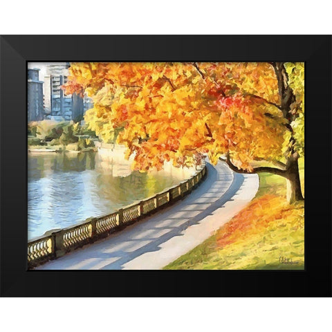 Autumn Trees in the City IX Black Modern Wood Framed Art Print by Medeiros, Celito