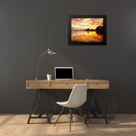 Sunset above the Lake Black Modern Wood Framed Art Print by Medeiros, Celito