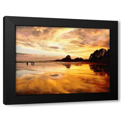 Sunset above the Lake Black Modern Wood Framed Art Print by Medeiros, Celito