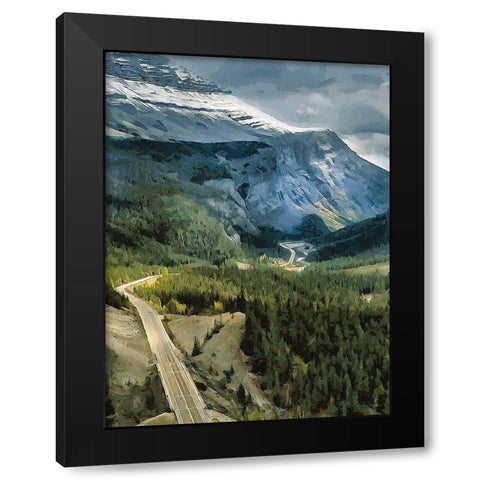 Highway in Jasper National Park Black Modern Wood Framed Art Print by Medeiros, Celito