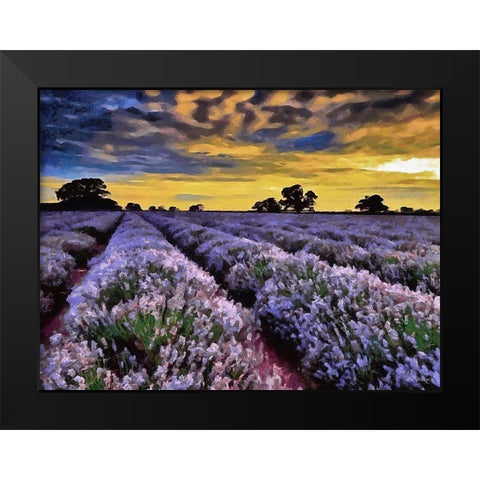 Lavender Field V Black Modern Wood Framed Art Print by Medeiros, Celito