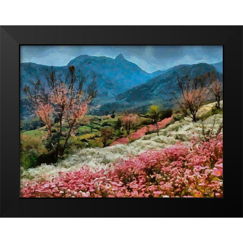 Flower Field I Black Modern Wood Framed Art Print by Medeiros, Celito