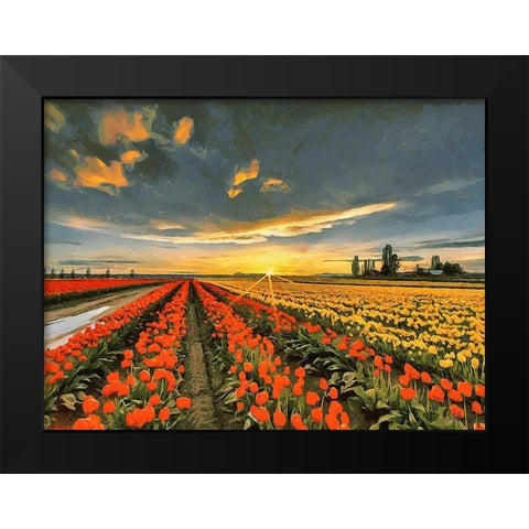 Tulip Field I Black Modern Wood Framed Art Print by Medeiros, Celito