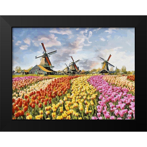 Tulip Field IV Black Modern Wood Framed Art Print by Medeiros, Celito
