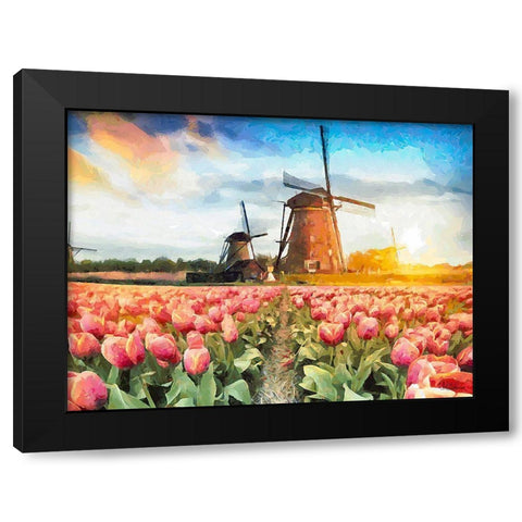 Tulip Field V Black Modern Wood Framed Art Print by Medeiros, Celito