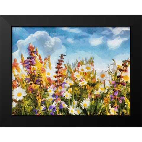 Field Flowers I Black Modern Wood Framed Art Print by Medeiros, Celito