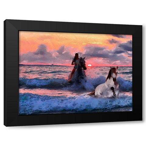 Girl Riding in the Sea Black Modern Wood Framed Art Print with Double Matting by Medeiros, Celito