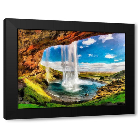 Watterfall on Island Black Modern Wood Framed Art Print by Medeiros, Celito