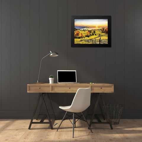 Sunset on the Lake Black Modern Wood Framed Art Print by Medeiros, Celito