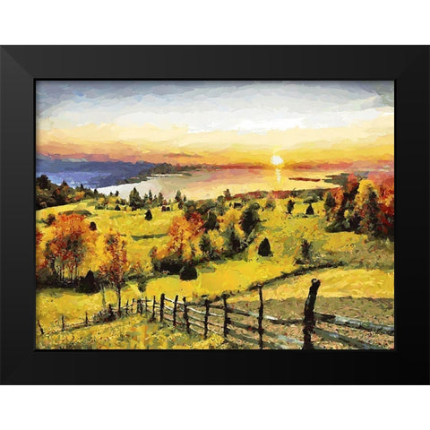 Sunset on the Lake Black Modern Wood Framed Art Print by Medeiros, Celito