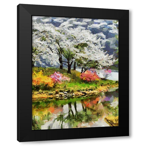 White and Pink Trees Black Modern Wood Framed Art Print with Double Matting by Medeiros, Celito