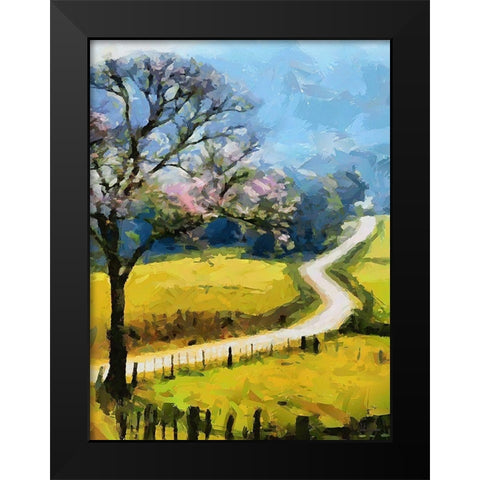 Road to the Mountains Black Modern Wood Framed Art Print by Medeiros, Celito