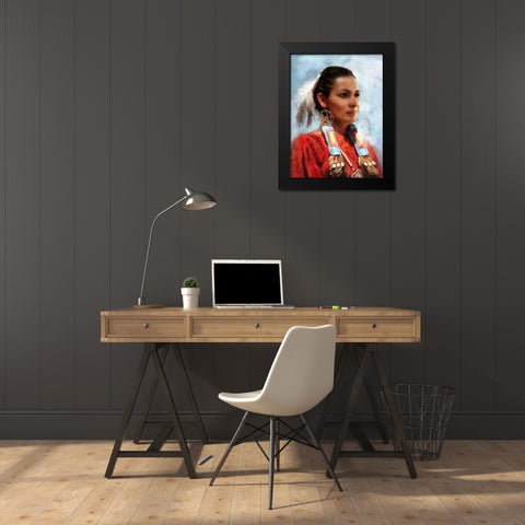 Indian Girl II Black Modern Wood Framed Art Print by Medeiros, Celito