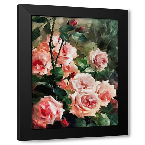 Red Roses Black Modern Wood Framed Art Print with Double Matting by Medeiros, Celito