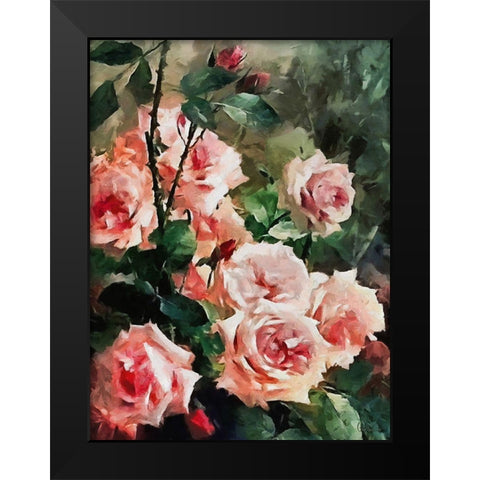 Red Roses Black Modern Wood Framed Art Print by Medeiros, Celito