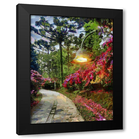 Lamp in the Garden Black Modern Wood Framed Art Print by Medeiros, Celito